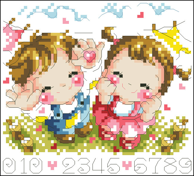 Cross embroidered electronic drawings 3974 SO-498 Cartoon pillow figure 63W* 57H17 color XSDs source files