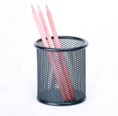Stationery pen holder containing box round metal mesh pen insert recommended student 9172 Creative Fashion Versatile black