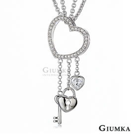 台湾官网直邮进口【GIUMKA】白K饰－甜心女孩水晶锆石双炼垂坠项