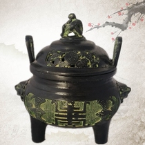 Antique bronze ornaments double Lion smoker imitating Daming Xuande incense burner antique collection contemporary antique crafts