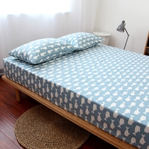 Linen single Cotton single double cotton sheets 1 5 m 1 8 m2 0 bed dormitory whale Blue