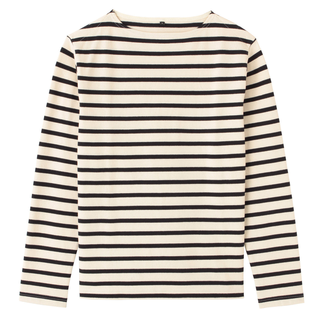 无印良品MUJI 男式 棉条纹一字领长袖T恤