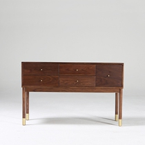 Solid wood oak black walnut storage locker porch cabinet simple environmental protection six-bucket cabinet copper feet can be customized