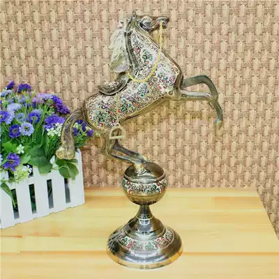 Pakistan bronze color point picking ball handmade copper carving horse office promotion high-end decoration gift horse to success