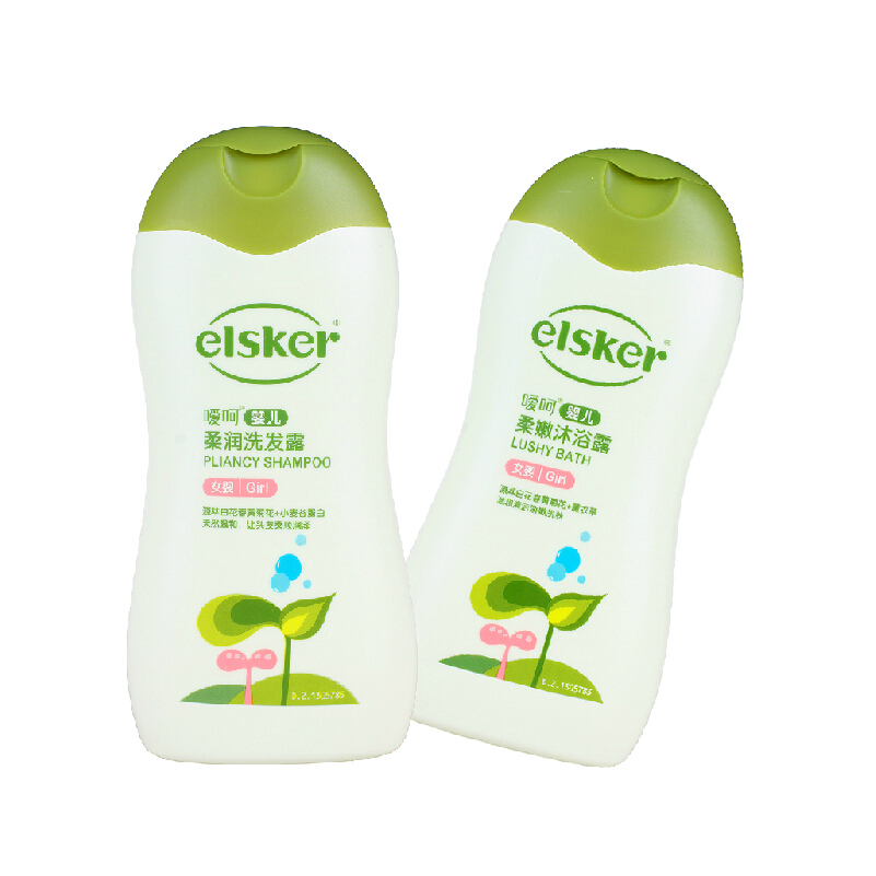 嗳呵婴儿洗发沐浴组合套 柔润洗发露258ml+柔嫩沐浴露258ml 女婴