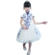 Trẻ em sườn xám váy nữ phong cách Trung Quốc sứ trắng xanh guzheng chơi cạnh tranh biểu diễn quần áo cô gái trang phục cô gái quần áo em bé Váy trẻ em