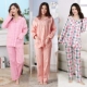 Bộ đồ ngủ cotton mùa xuân và tay dài phù hợp với phụ nữ mùa hè cotton mẹ trung niên dệt bông mỏng mặt trăng dịch vụ nhà