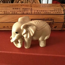 Handmade wood carving peach wood elephant car ornaments hand-held pieces Home crafts ward off evil spirits help luck make money keep safe