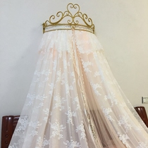 Bed curtain Bedside screen curtain Childrens princess room round mosquito net ceiling bedside curtain decorative curtain European crown bed curtain frame