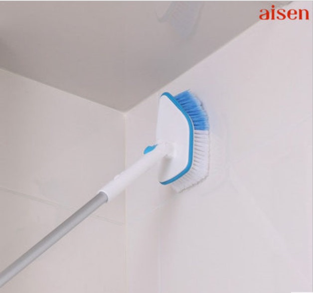 Japanese Aisen Telescopic Long-Handled Floor Brush with Detachable Brush Head, Triangular Pointed Cleaning Brush 