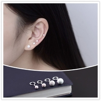 925 pure silver small ear nail South Korean personality temperament simple round ball ear bone male and female anti-allergy ear decoration