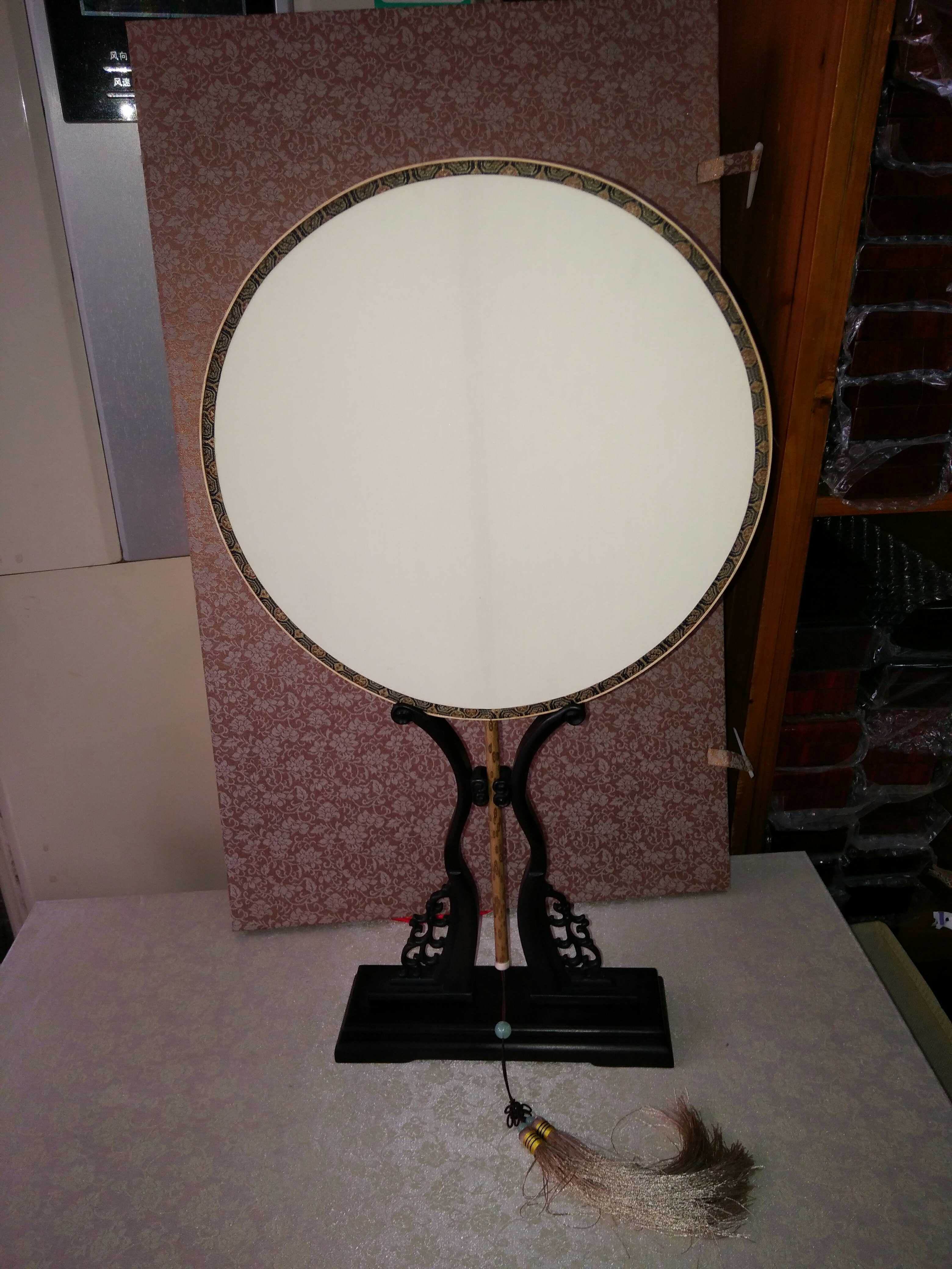 Plum Deer Ancient Wind Bamboo Pole China Wind Round Fan Set Two Sides True Silk White White House Fan Craft Fan 