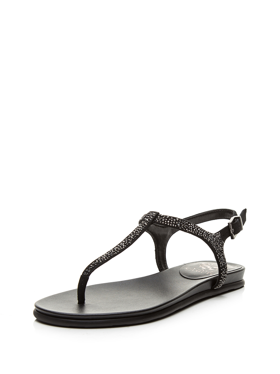 VINCE CAMUTO 黑色水钻装饰夹脚凉鞋