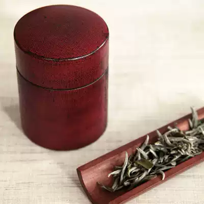sus daily) Japanese traditional wooden lacquerware red tea can gift tea can gift box