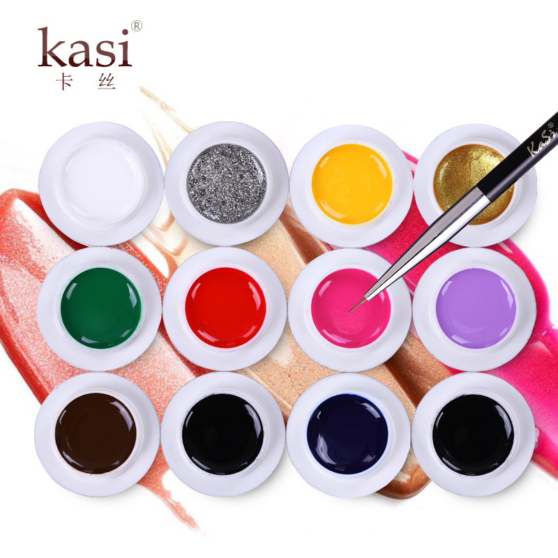KaSi玻璃彩绘胶美甲画花胶环保指甲油胶持久可卸光疗胶套装8g一瓶