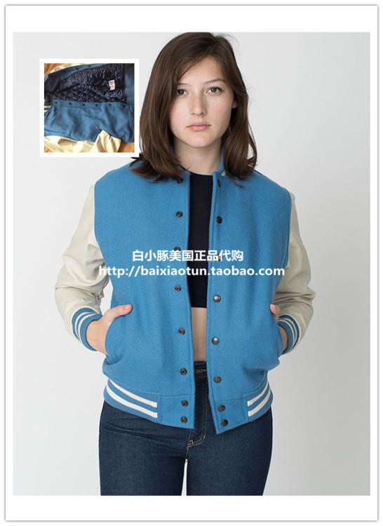 In-Stock American Apparel Aa Genuine Leather and Wool Thickened Baseball Jacket Baseball Uniform