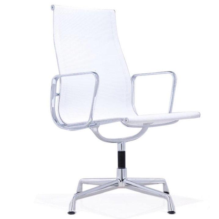 Creative Designer Four-star Feet High Back Armrest White Mesh Aluminum Alloy Computer Chair Dining Chair Office Chair Reception Talks