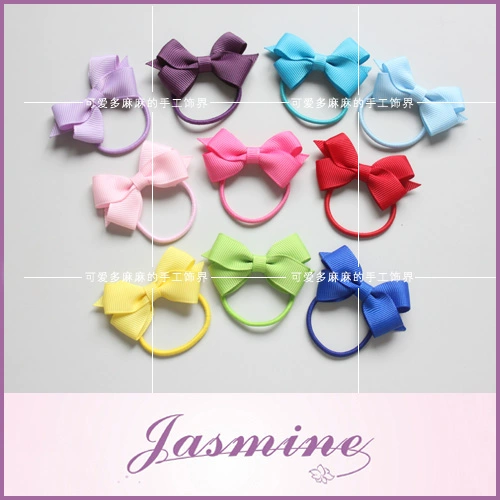 Phụ kiện tóc handmade dễ thương và bằng sợi gai Hàn Quốc Vòng JD vòng tóc màu rắn nơ nút thắt tóc dây chun buộc đầu hoa vừa - Phụ kiện tóc
