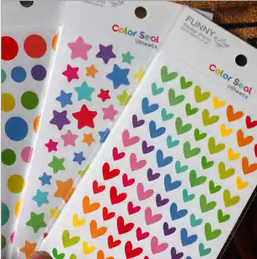 Hot-selling Korean small fresh color love five-pointed star paper decorative stickers Diary album stickers 6 pieces