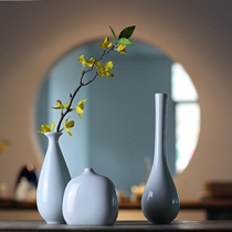 New Chinese ceramic vase flower arrangement dried flower Zen ornaments shake sound Jingdezhen small vase porch table Boku shelf
