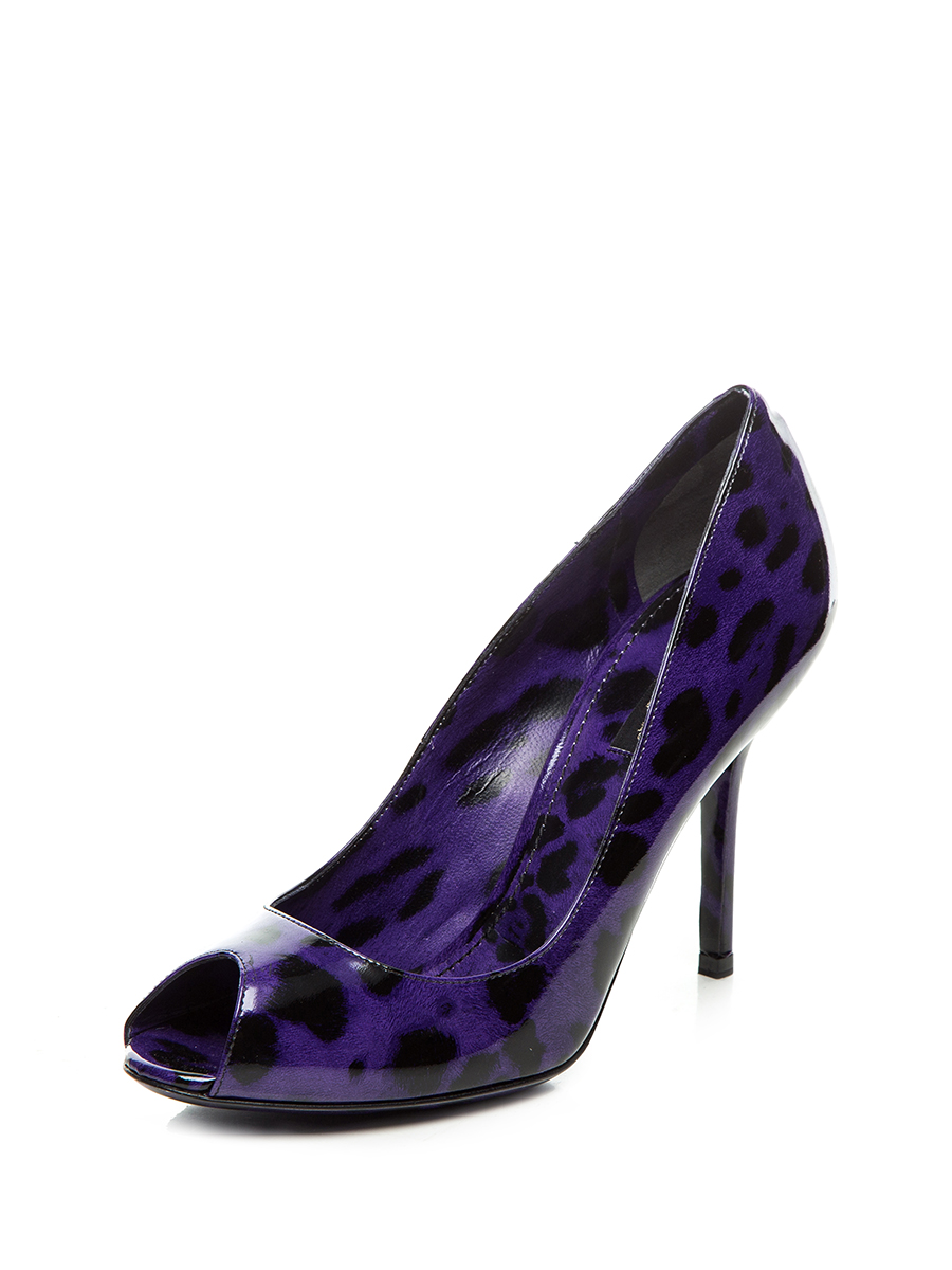 Dolce&Gabbana 紫色豹纹鱼嘴高跟鞋