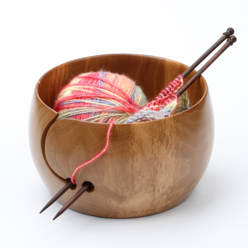 Wool bowl solid wood handmade wooden bowl stick needle crochet bowl hand-knitted thread storage pull bowl collection ornaments knitting tools