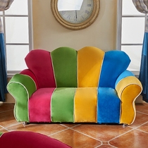 Fabric sofa Detachable and washable three-person sofa Living room Colorful small apartment type three-person sofa