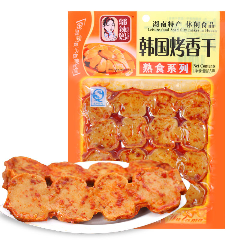 【天猫超市】邬辣妈  韩国烤香干 85g袋 豆干 茶 豆腐干 辣味零食