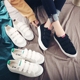 Giày trắng nữ toàn cầu Velcro 2018 xuân mới phiên bản Hàn Quốc của giày đế xuồng đế dày hoang dã dành cho nữ giầy cao cổ nữ Plimsolls