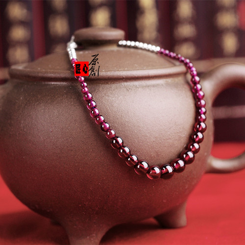 Natural crystal Imports purple tooth Upomegranate stone pure silver handmade girl's birthday Valentine's Day gift