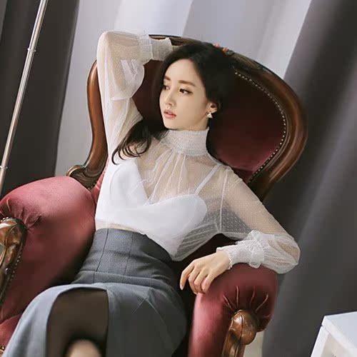 乐天网购女士透视上衣透明时尚简约气质性感休闲百搭个性韩国正品