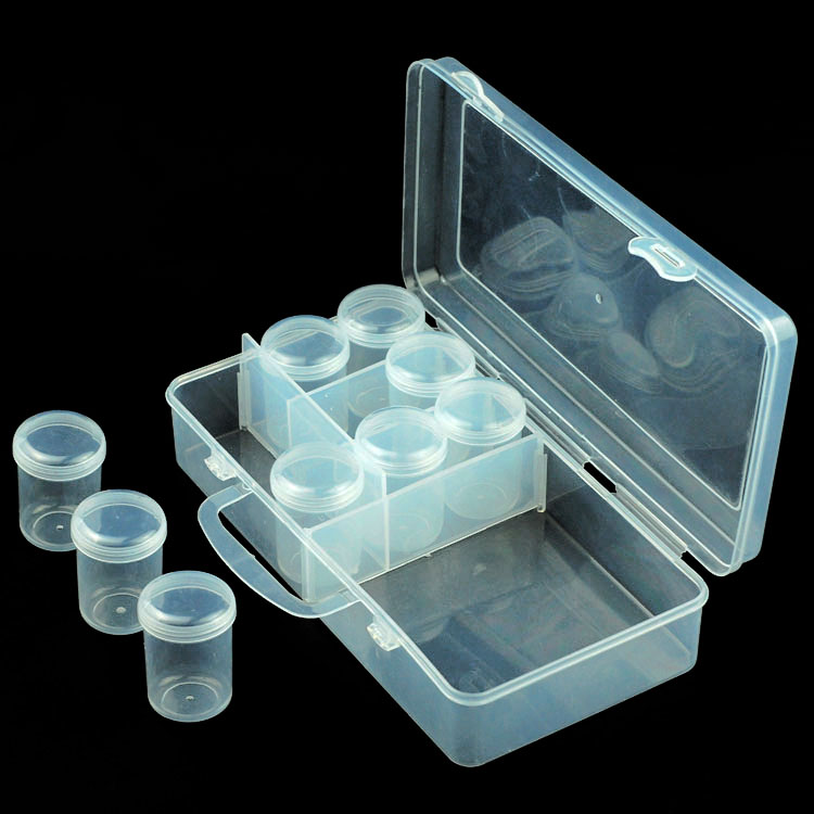 015 9 round vials storage tank component box parts box storage box paint box cosmetic box ear acupuncture box