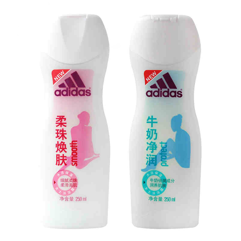 阿迪达斯女士沐浴露套装 柔珠焕肤250ml+牛奶净润250ml 包邮