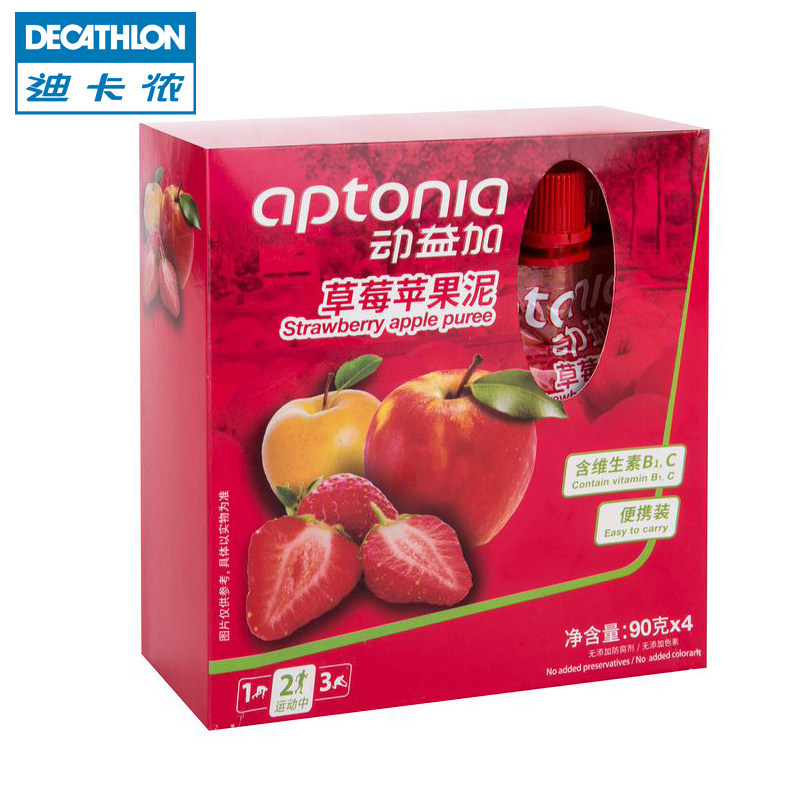 迪卡侬 动益加草莓苹果泥水果泥补充运动营养体质能量4包Aptonia