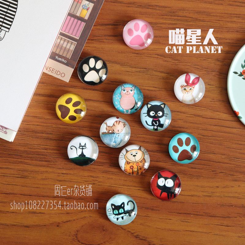Cute Kitty Cat Cat Cat Refrigerator Creative Cartoon Cat Crystal Glass Magnet Week Three ER Grocery Shop