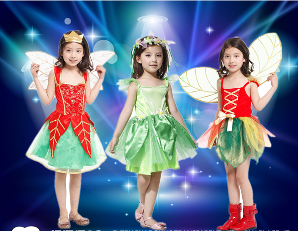 Children's Day Costume Forest Green Elf Flower Fairy Princess Angel Costume Sequin Costume