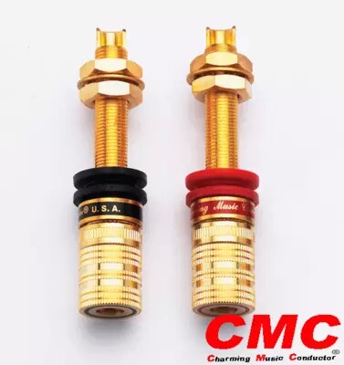 US CMC 838-L-G pure copper gold plated speaker amplifier speaker socket long tail terminal