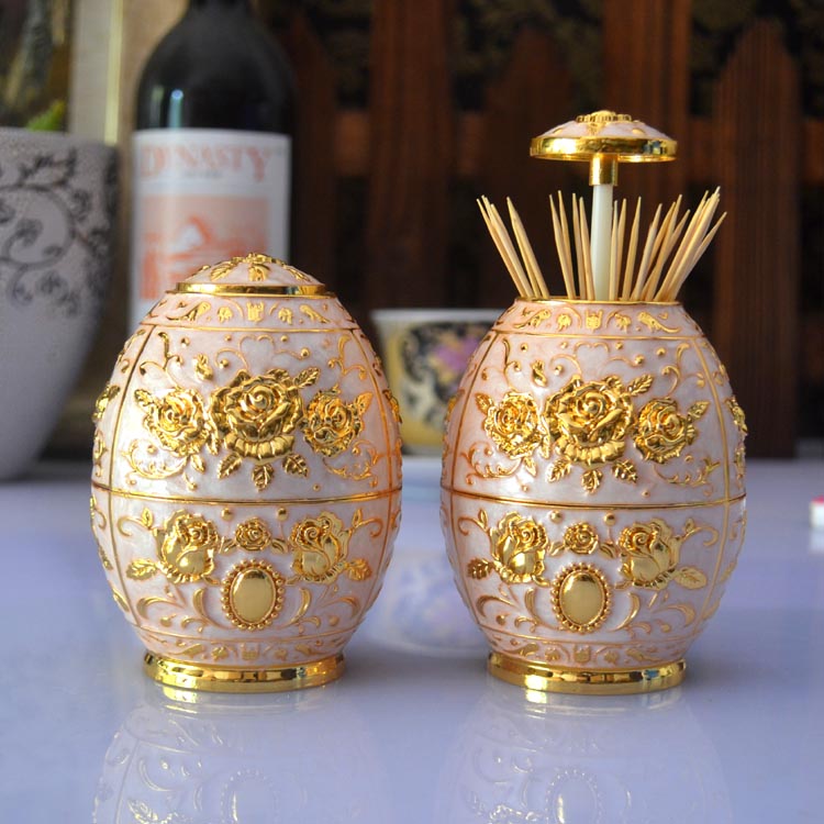 Eurostyle Dining Hall Gilded Toothpicks Silo Automatic hand carved white toothpick box Home Hotel KTV Supplies