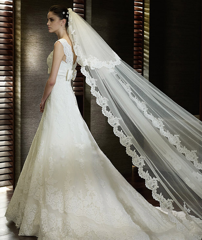 Bride wedding veil 1 5 3 meters long version of short white lace veil elegant can be masked special price