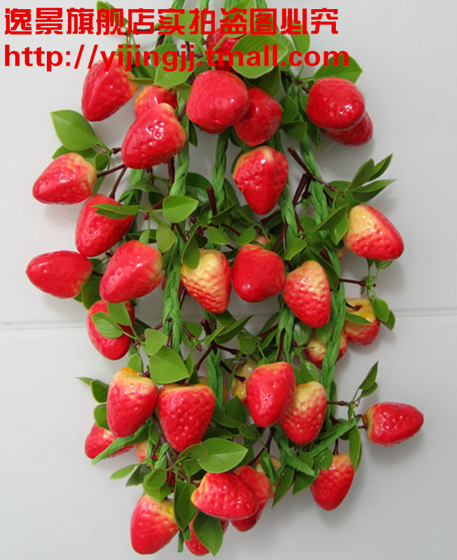 Artificial Fruit Extra-Large Strawberry Cucumber Watermelon Apple Orange Farmhouse Restaurant Decoration Hotel Hanging Ornaments Fake Strawberry Bunch