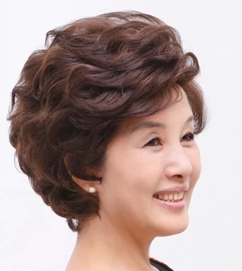 Real Hair Wig Sets Women Short Hair Moms Middle-aged Ladies Fluffy Short Curly Hair Nature Realistic Old Age Wig Real Man