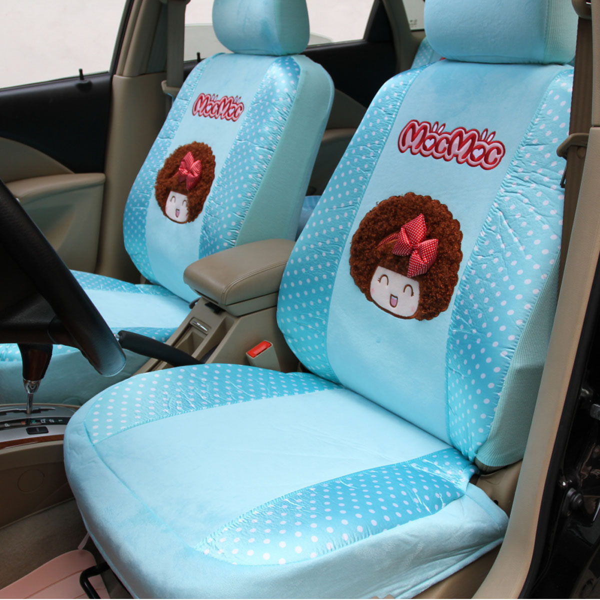 摩丝娃娃 夏季女汽车座套四季通用全包可爱卡通蕾丝新福克斯坐套