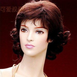 Minghui wig brand design middle-aged and elderly wigs short curly hair mother love wig short hair turn over wig