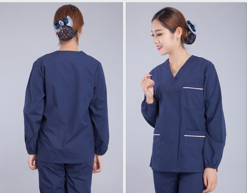 Pleasing the cotton Korean version Handwashing clothes Long sleeves Surgery clothes Brushed hand clothes Oral drugstore Doctors work clothes suit V collar