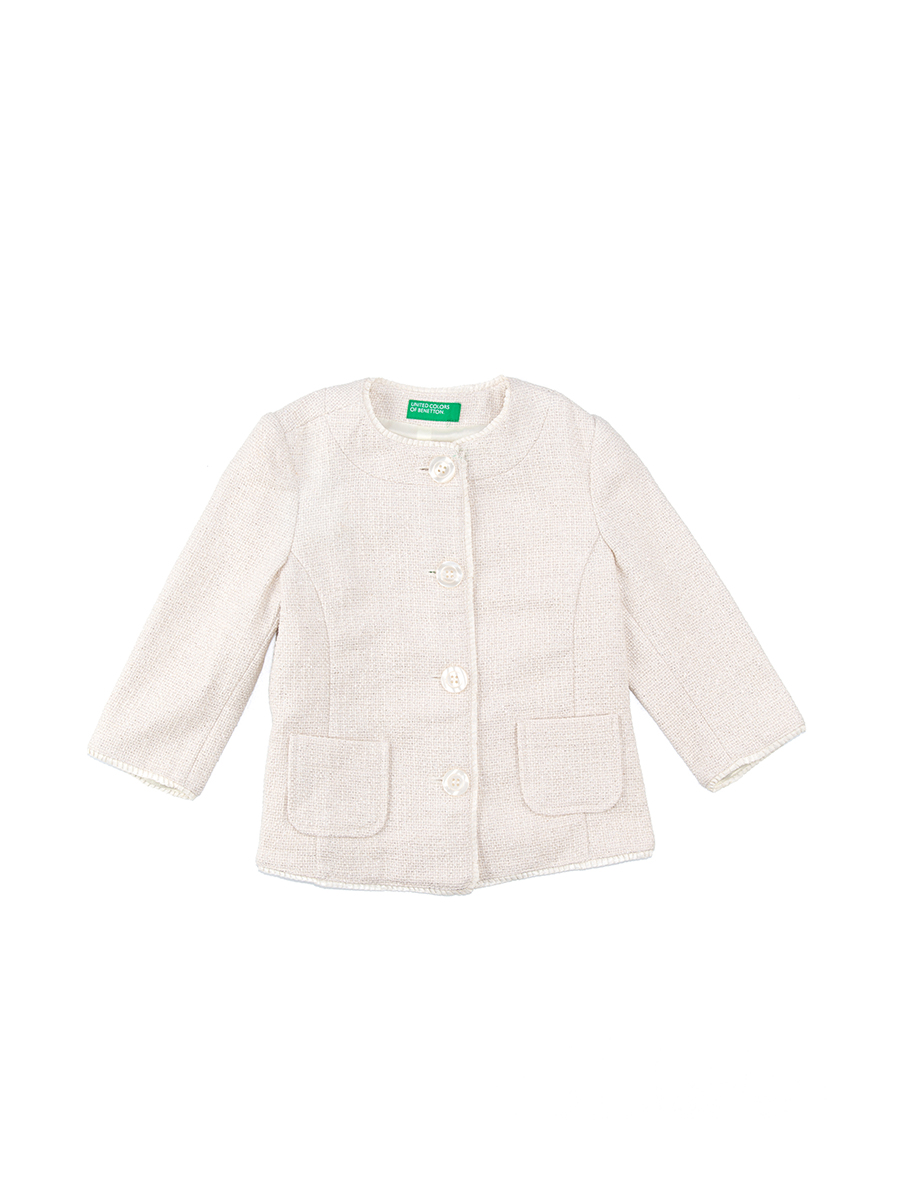 Benetton/贝纳通 米白色粗花呢修身女童上衣