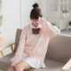 [Stalk Bean Story] Cô gái dễ thương của trường đại học Gió yêu thích Màu sắc phù hợp với Cotton Đồng phục áo len cardigan 3 màu áo len croptop Cardigan