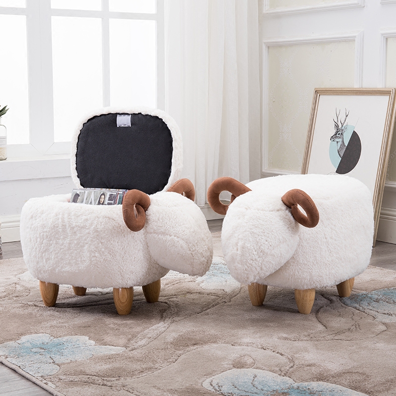 Creative sheep footstool solid wooden footstool wearing footstool for shoe stool to replace footstool with sofa footstool