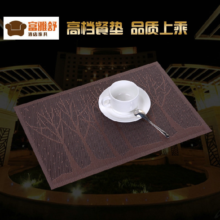 Eurostyle Hotel Dining Hall Easy To Clean Speed Dry Woven PVC Tess Linen Dining Mat Cutlery Mat Insulation Anti-Burn Rectangle