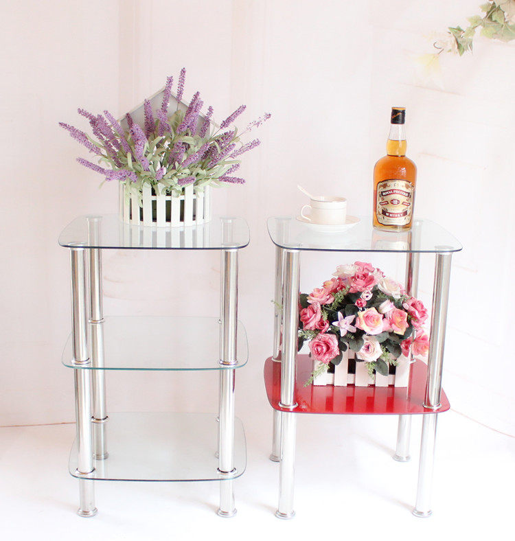 Modern minimalist fashion Living room Small tea table Faceted Table Square Tea Table Creativity Tempered Glass Sofa Edge A Few Corners