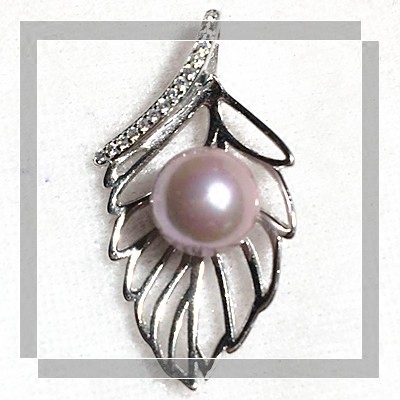 DIY pearl pendant accessories 925 sterling silver plated platinum cut-out leaf pendant holder hypoallergenic CD33